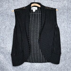 Knit Avenue‎ Open Front Sleeveless Shimmery Cardigan- Sz L